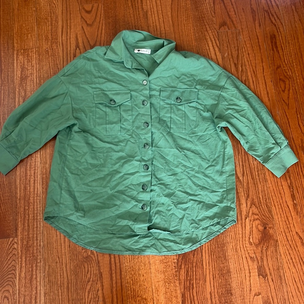 Hot Fashion Dark Sage Green Button Up